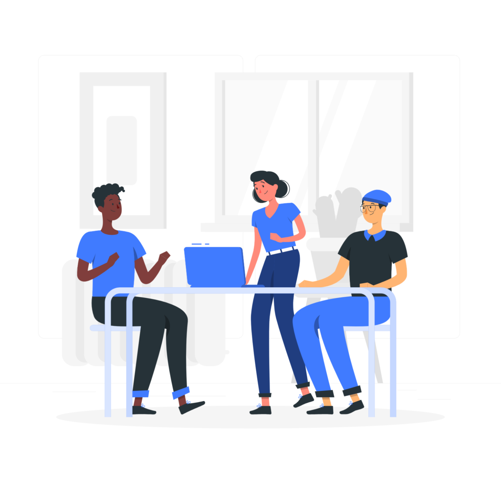 Digital marketing professionals working together